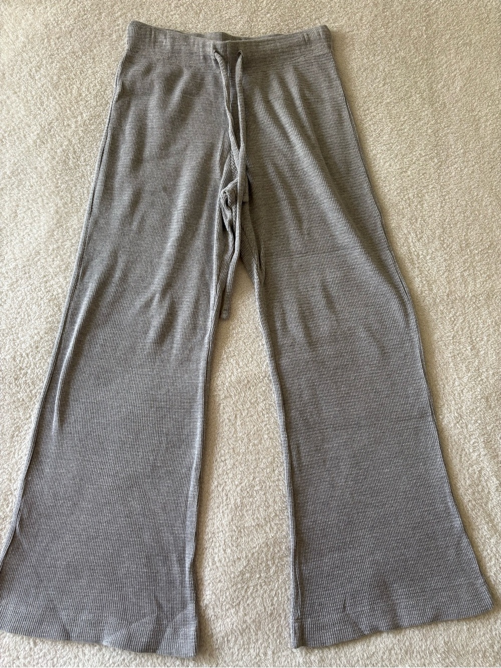 DONNI. Ribbed Wide-Leg Lounge Pants in Gray